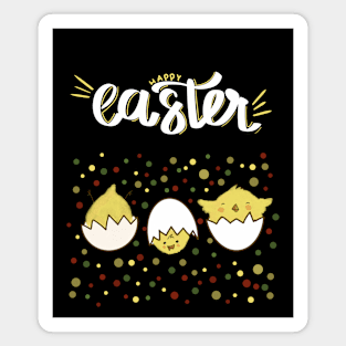 Happy Easter greeting funny chick white text Magnet